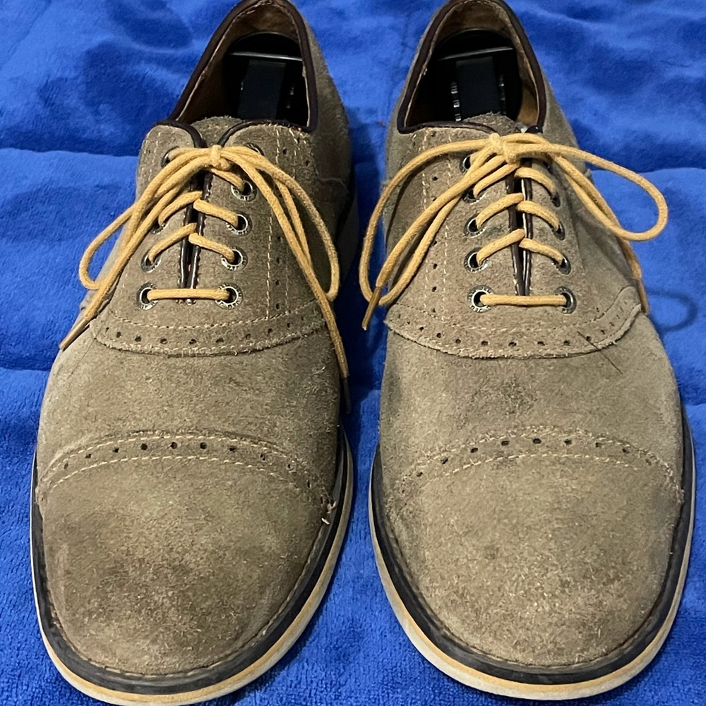 Johnson & Murphy Mens Suede Wing Tip Shoe 8.5  Lace Up